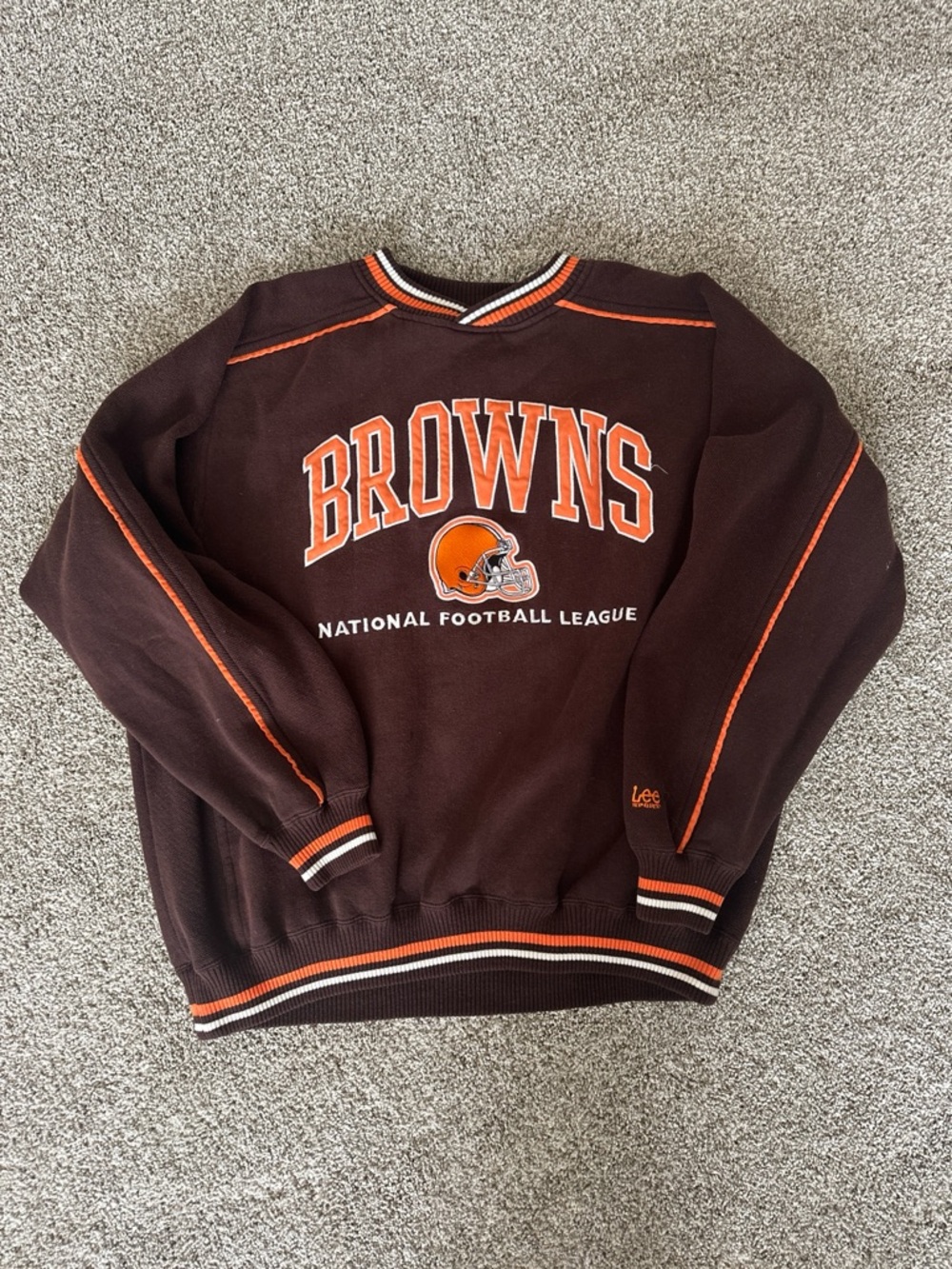 Lee Browns Crewneck Sweatshirt in Brown with Orange and White Trim